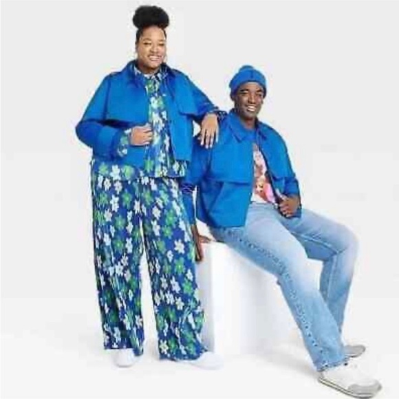 SammyB Blue Floral Accordion Pleated Pants - Picture 3 of 3